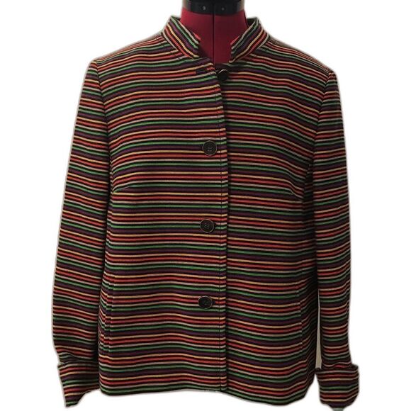Talbots Blazer Women’s Size 14 Multi-Colored Striped Cotton Long Sleeve - Picture 1 of 12